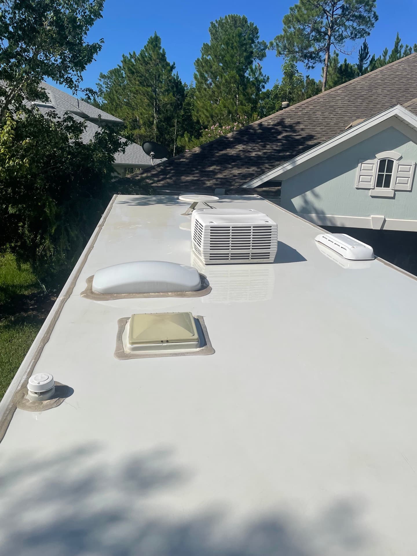 Clean and sealed RV roof after repair
